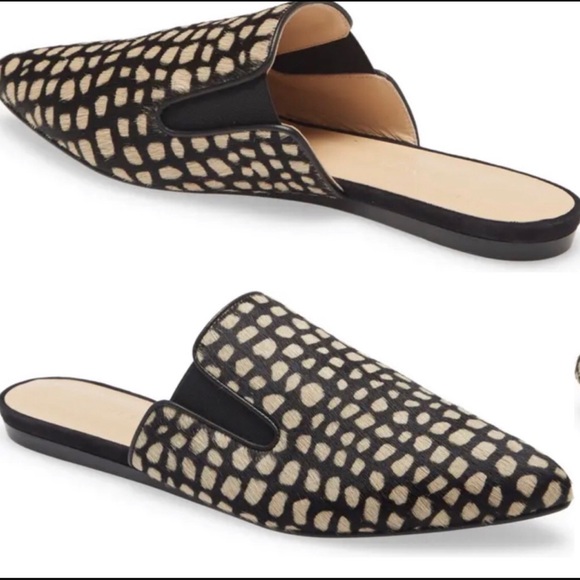 JENNY KAYNE shearling black tan giraffe mule Made in Italy size 35 Brand new - Picture 3 of 15